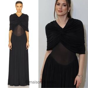 Helsa Maxi Dress Black Philomena Off Shoulder Wedding Guest size S